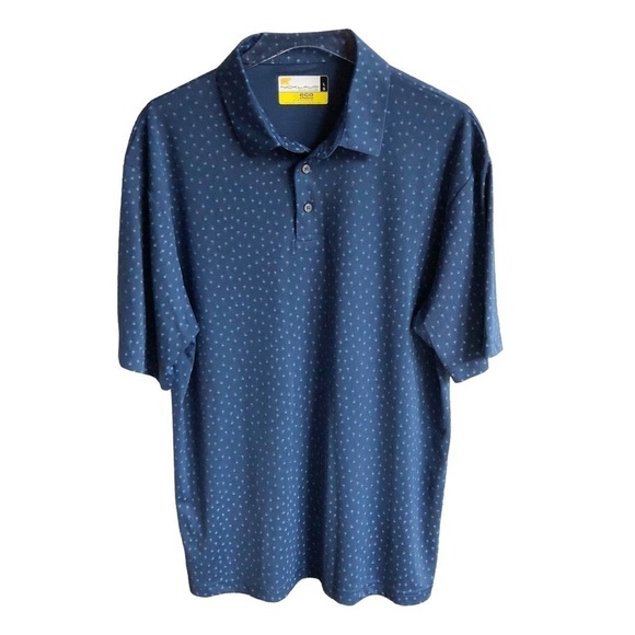 Jack Nicklaus Short Sleeve Polo Shirt Palm Tree Print Eco Choice Large Blue - Picture 1 of 8